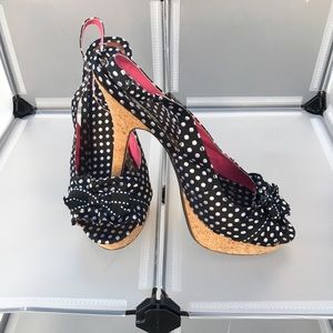 Polka dot cork heels